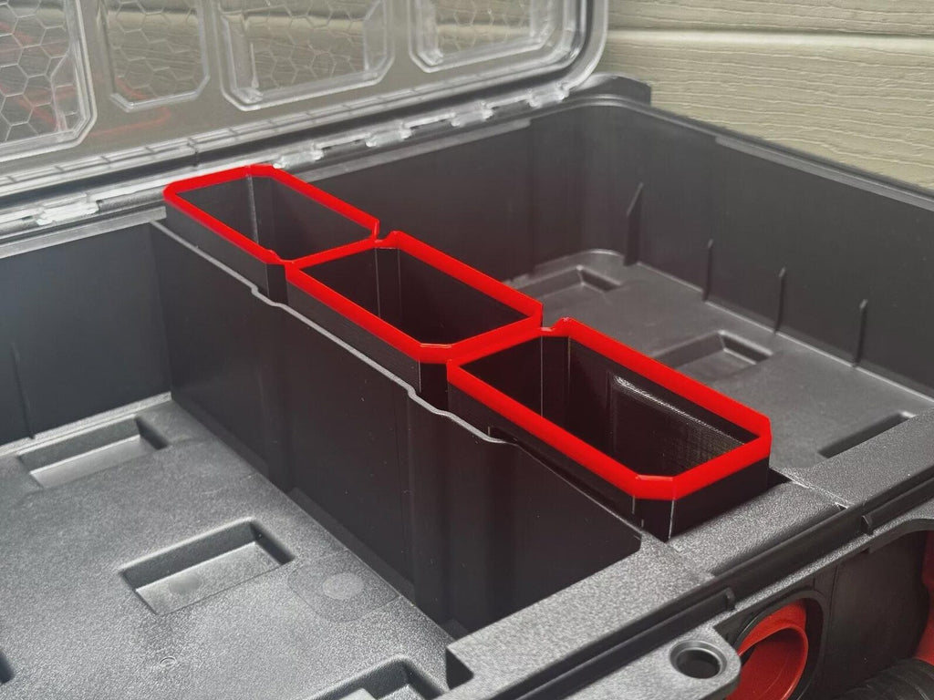 Milwaukee Deep PACKOUT Organiser MIDDLE 3 BINS Compatible Bins Nesting Black Red