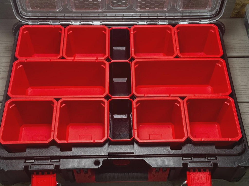 Milwaukee Deep PACKOUT Organiser MIDDLE 3 BINS Compatible Bins Nesting Black Red