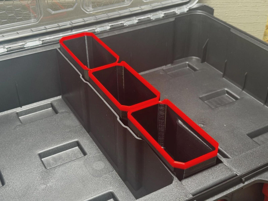 Milwaukee Deep PACKOUT Organiser MIDDLE 3 BINS Compatible Bins Nesting Black Red