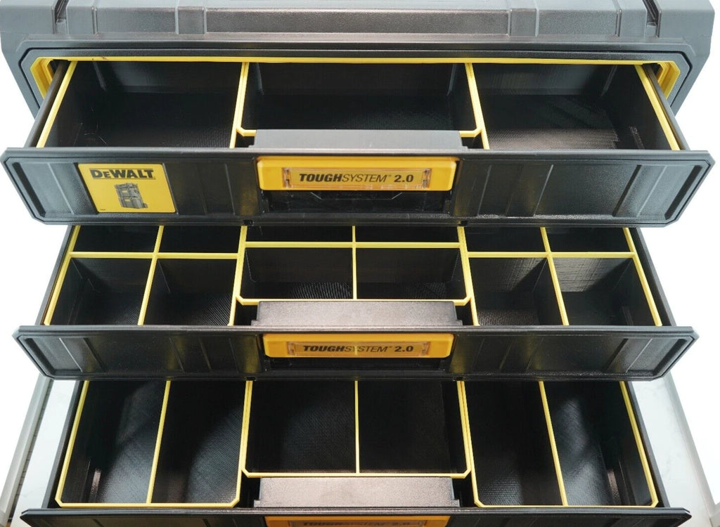 Dewalt ToughSystem 2.0 Compatible 3 Drawer Organiser Bins - Mix