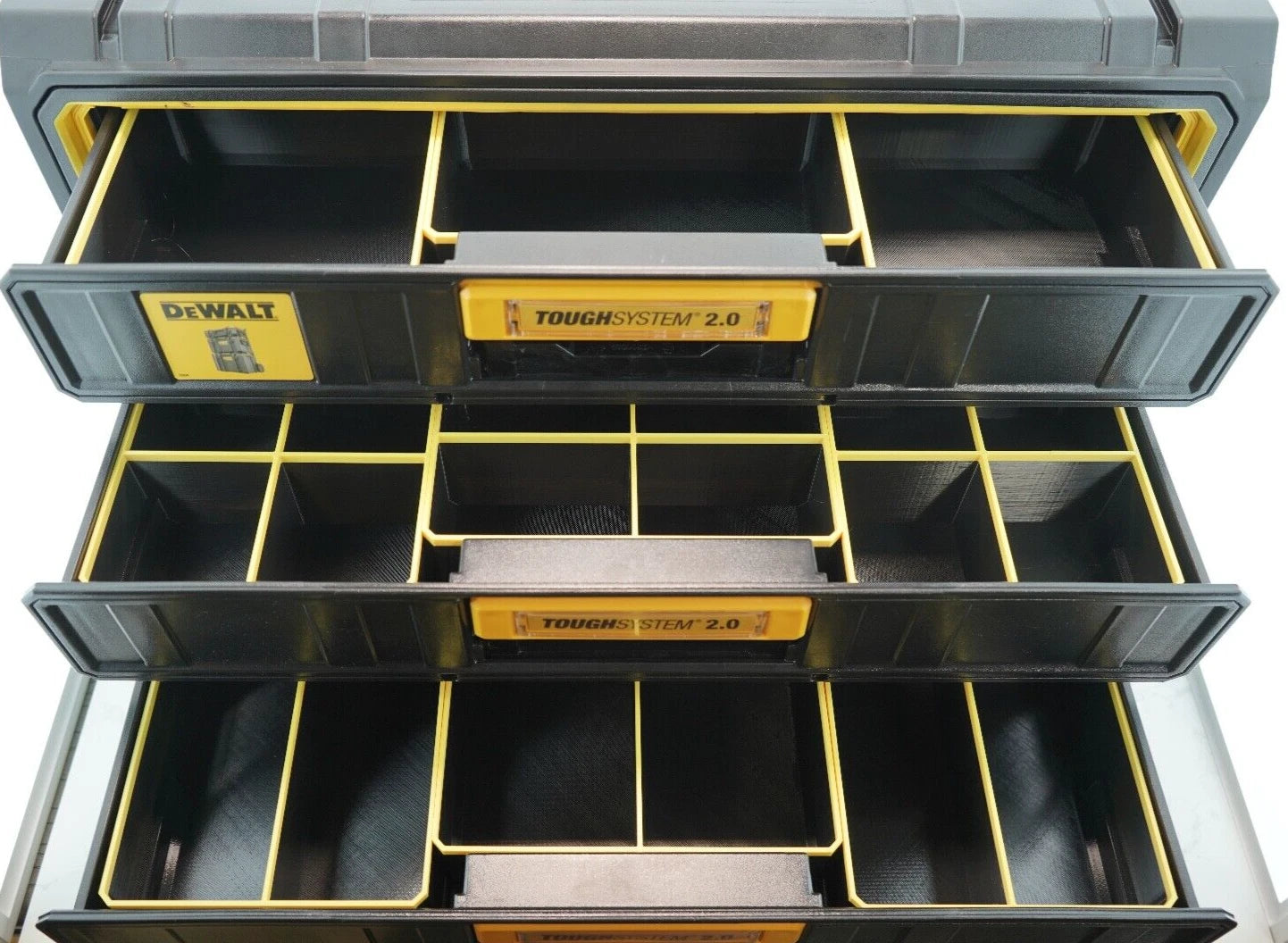 Dewalt ToughSystem 2.0 Compatible 3 Drawer Organiser Bins - Mix