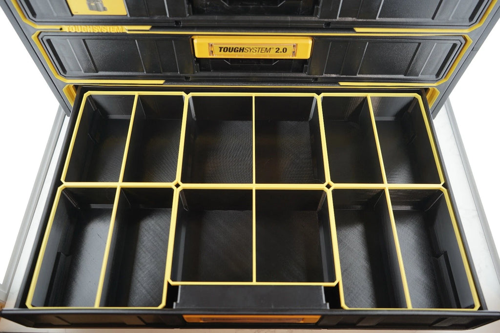Dewalt ToughSystem 2.0 Compatible 3 Drawer Organiser Bins - Mix