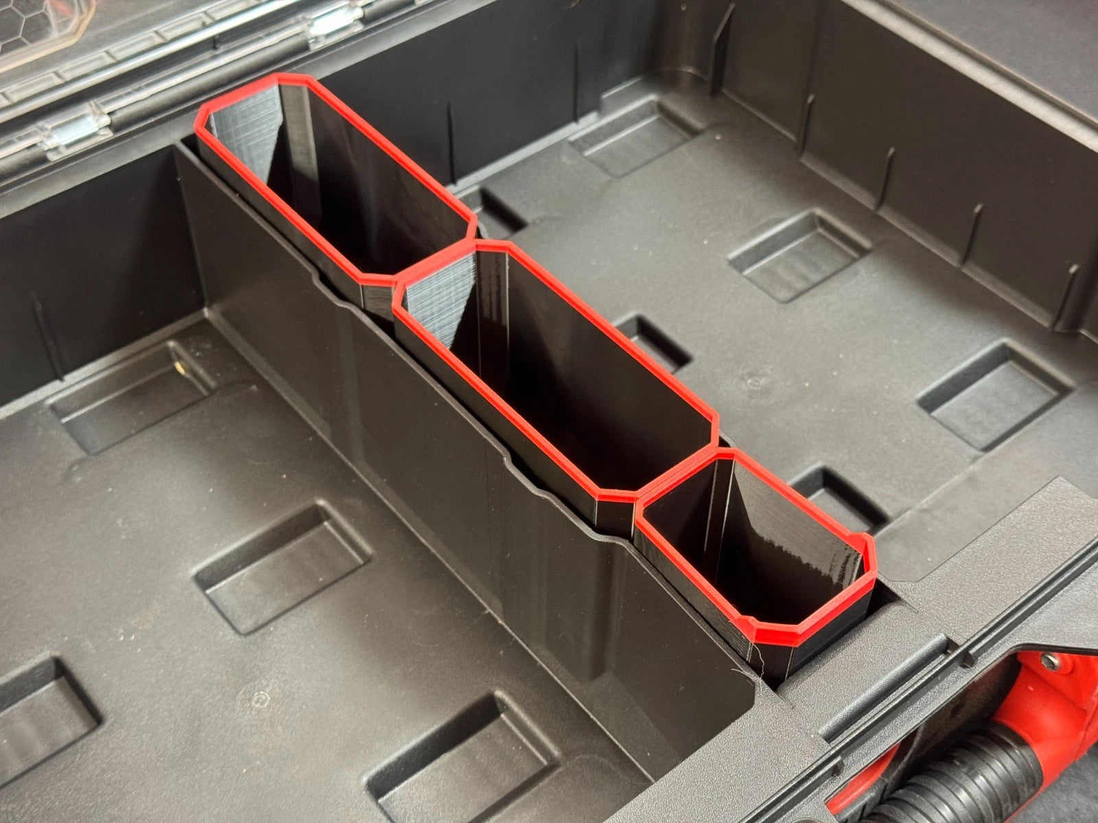 Milwaukee Deep PACKOUT Organiser MIDDLE 3 Compatible Bins 2+1 Nesting Black Red