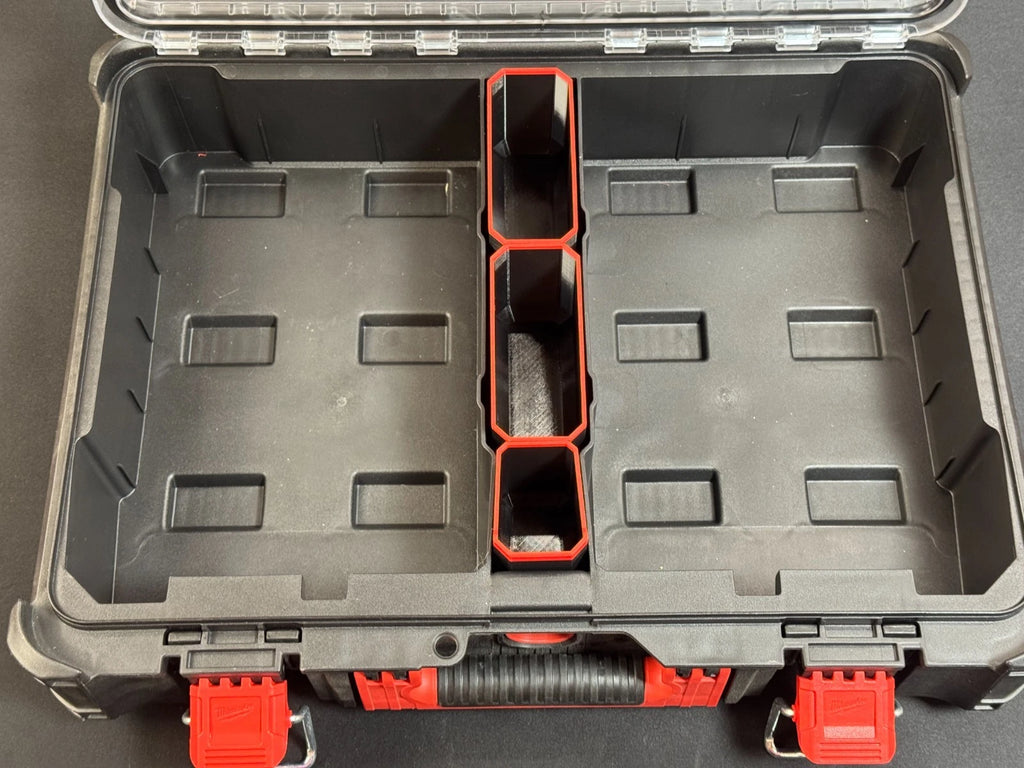 Milwaukee Deep PACKOUT Organiser MIDDLE 3 Compatible Bins 2+1 Nesting Black Red