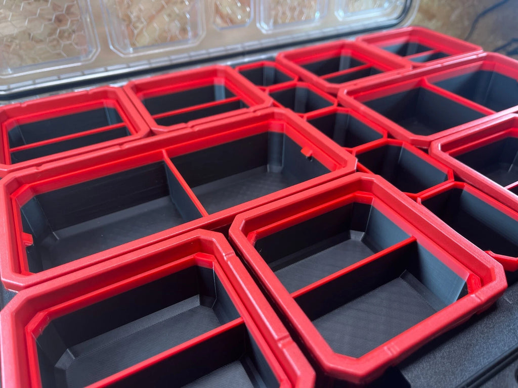 Milwaukee PACKOUT Organiser Black & Red Compatible Bins Nesting SET of 15 MED
